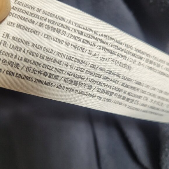 Abercrombie & Fitch Navy Blue Hoodie Sweatshirt XS Cropped Fit Striped Sleeve - Picture 10 of 10